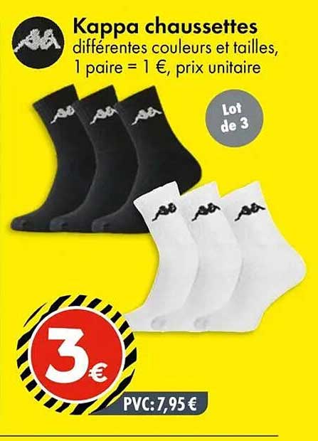Kappa chaussettes différentes couleurs et tailles, 1 paire = 1 €, prix unitaire