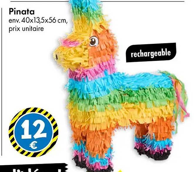 Pinata env. 40x13,5x56 cm, prix unitaire rechargeable