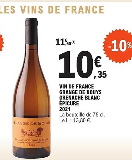 VIN DE FRANCE GRANGE DE BOUYS GRENACHE BLANC ÉPICURE 2021