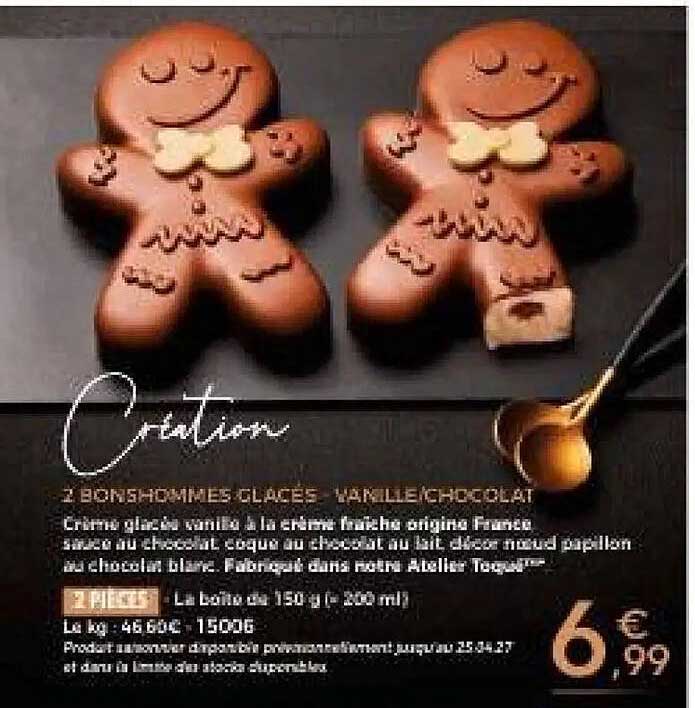 2 BONSHOMMES GLACES VANILLE/CHOCOLAT