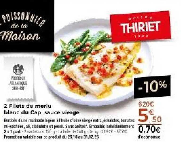 2 Filets de merlu blanc du Cap, sauce vierge