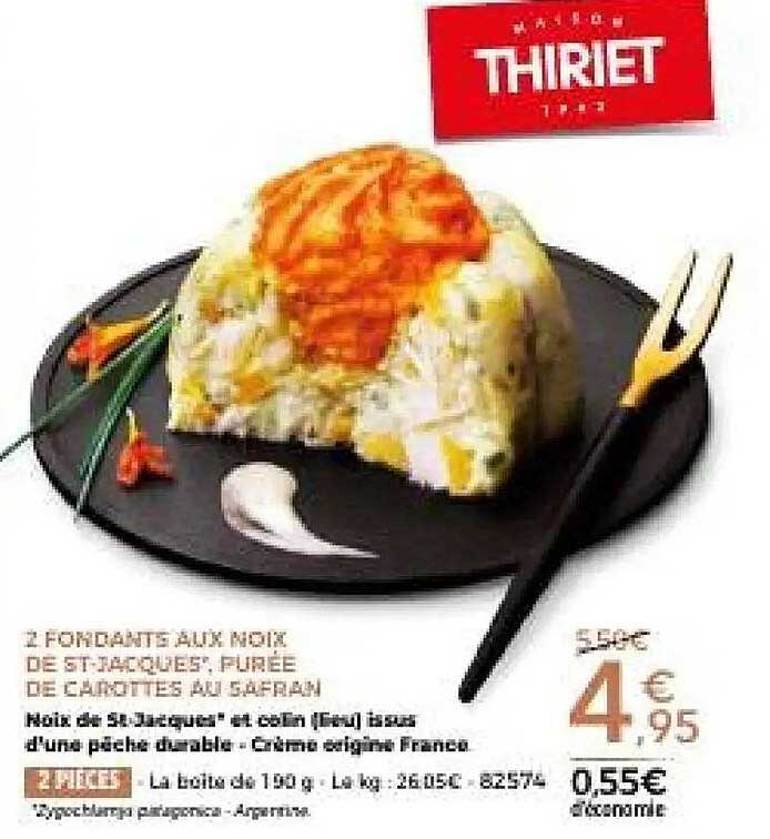2 FONDANTS AUX MOIS DE ST-JACQUES, PUREE DE CAROTTES AU SAFRAN