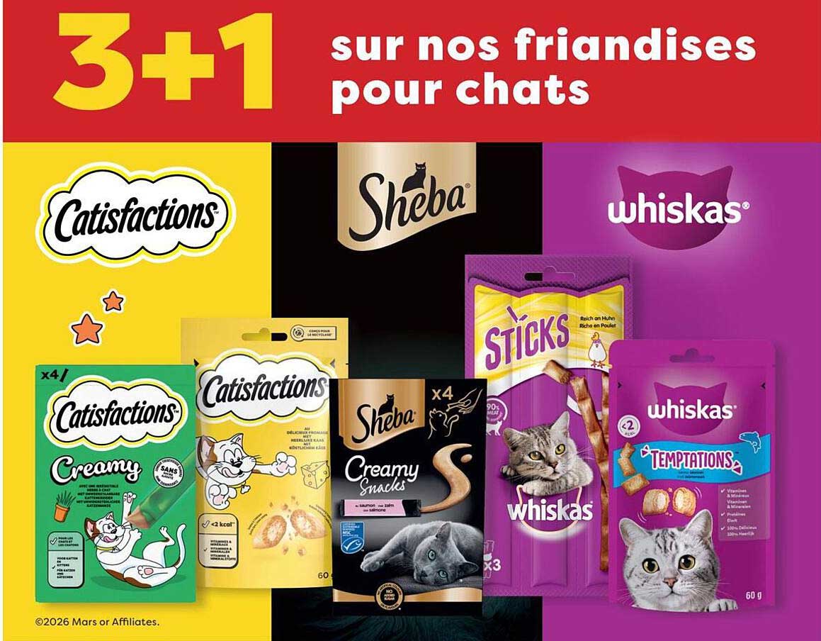 3+1 sur nos friandises pour chats