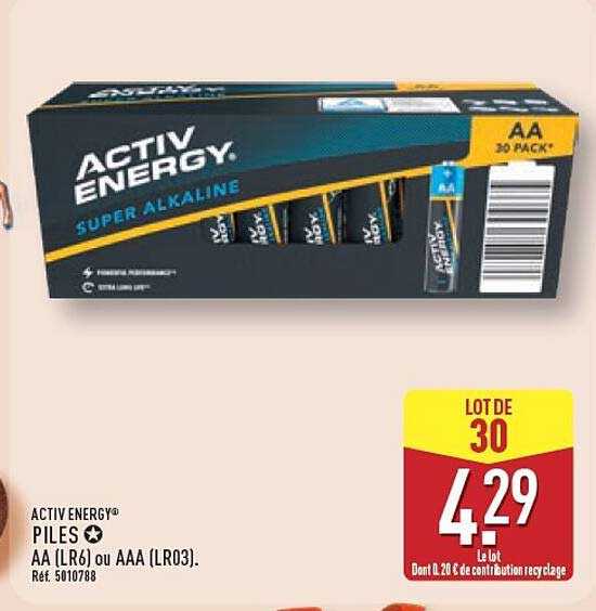 ACTIV ENERGY® PILES AA (LR6) ou AAA (LR03). Réf. 5010788
