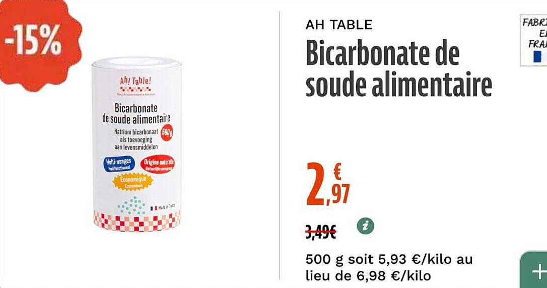 AH TABLE Bicarbonate de soude alimentaire