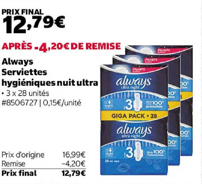 Always Serviettes hygiéniques nuit ultra