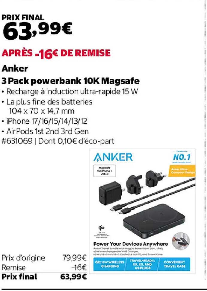 Anker 3 Pack powerbank 10K Magsafe