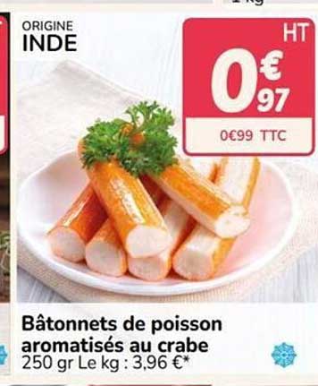 Bâtonnets de poisson aromatisés au crabe