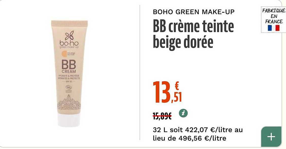 BB crème teinte beige dorée