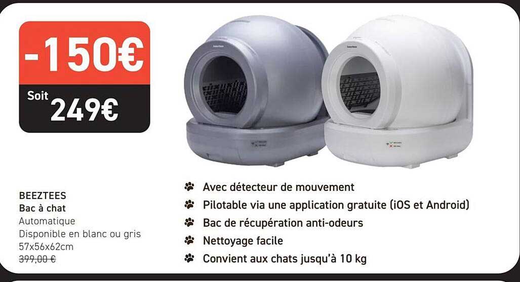 BEEZTEES Bac à chat Automatique