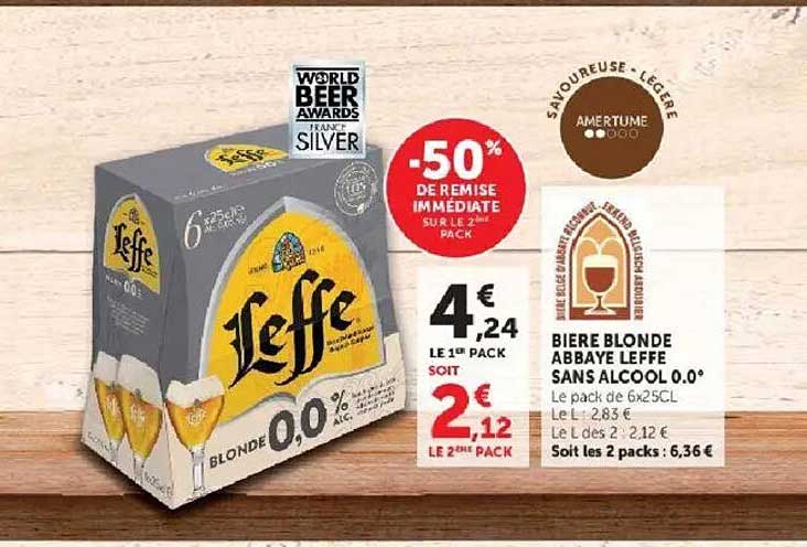 BIERE BLONDE ABBAYE LEFFE SANS ALCOOL 0.0°