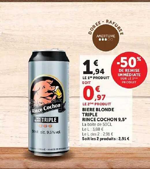BIERE BLONDE TRIPLE RINCE COCHON 9.5°