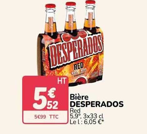 Bière DESPERADOS Red 5,9°, 3x33 cl