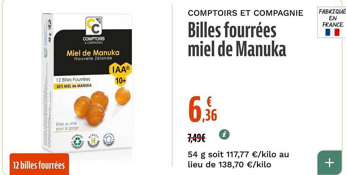 Billes fourrées miel de Manuka