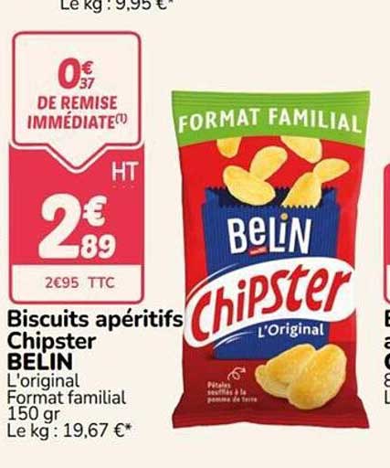 Biscuits apéritifs Chipster BELIN L'original Format familial 150 gr