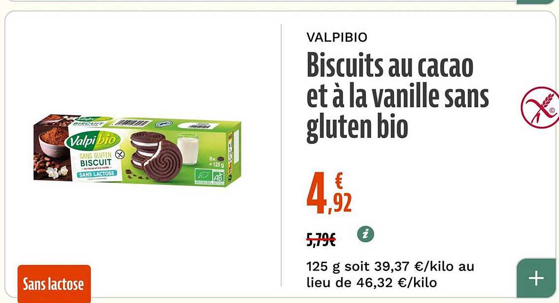 Biscuits au cacao et à la vanille sans gluten bio