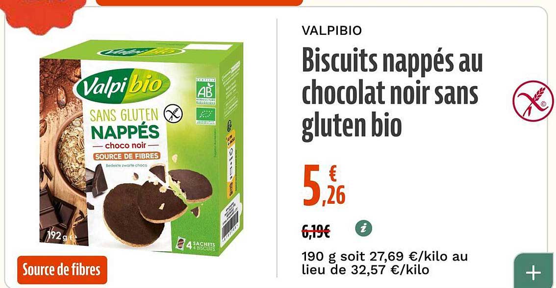 Biscuits nappés au chocolat noir sans gluten bio