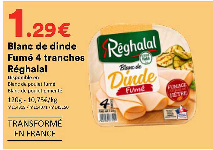 Blanc de dinde Fumé 4 tranches Réghalal