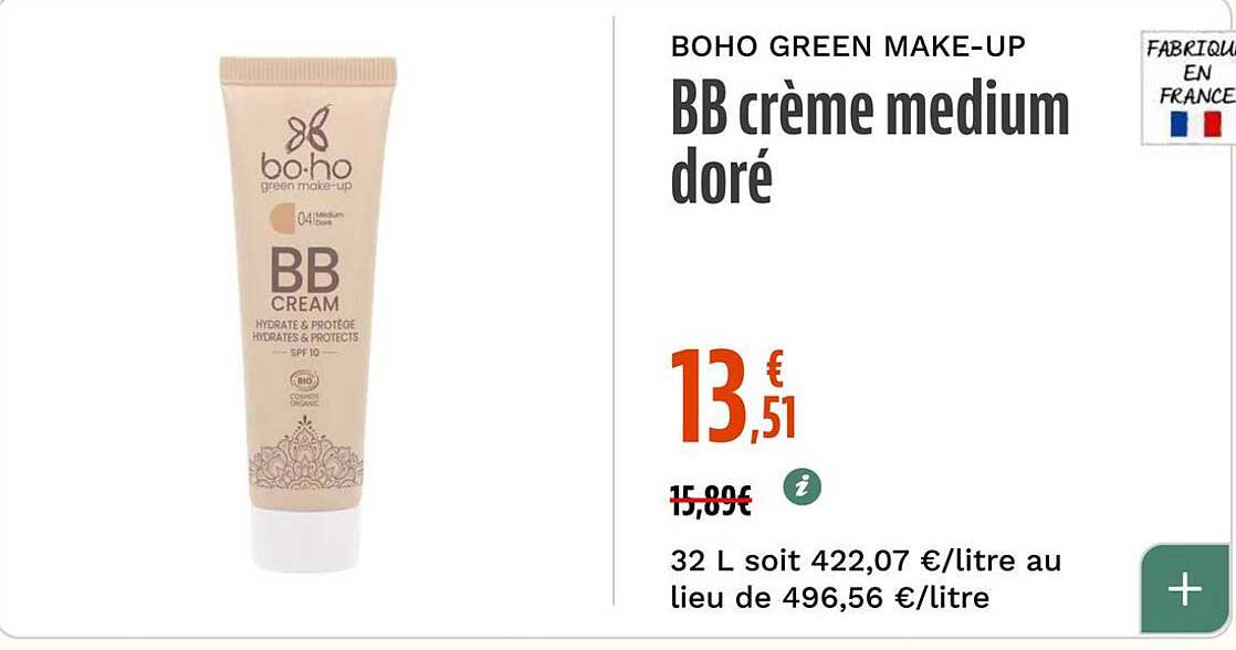 BOHO GREEN MAKE-UP BB crème medium doré