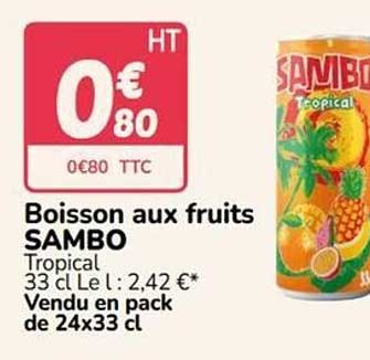 Boisson aux fruits SAMBO Tropical 33 cl L 1, 2,42 €* Vendu en pack de 24x33 cl
