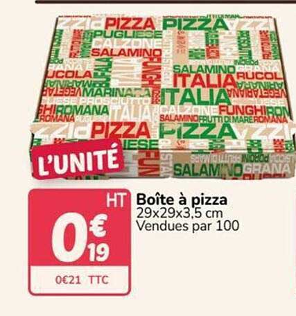 Boîte à pizza 29x29x3,5 cm Vendues par 100