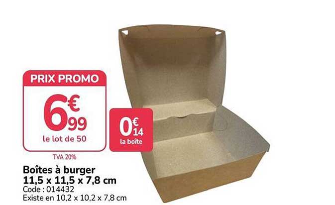 Boîtes à burger 11,5 x 11,5 x 7,8 cm