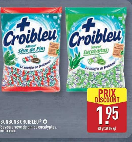 BONBONS CROIBLEU® Saveurs sève de pin ou eucalyptus.