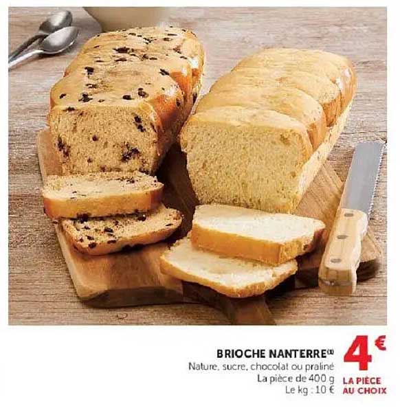 BRIOCHE NANTERRE® Nature, sucre, chocolat ou praliné