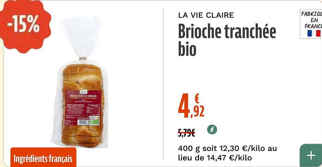 Brioche tranchée bio