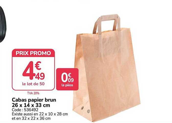 Cabas papier brun 26 x 14 x 33 cm