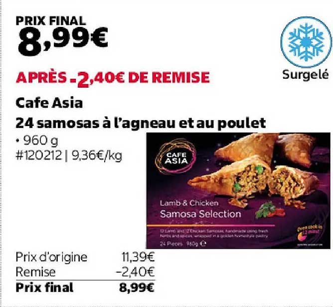 Cafe Asia 24 samosas à l’agneau et au poulet