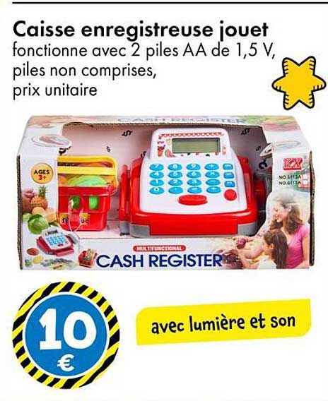 Caisse enregistreuse jouet fonctionne avec 2 piles AA de 1,5 V, piles non comprises, prix unitaire