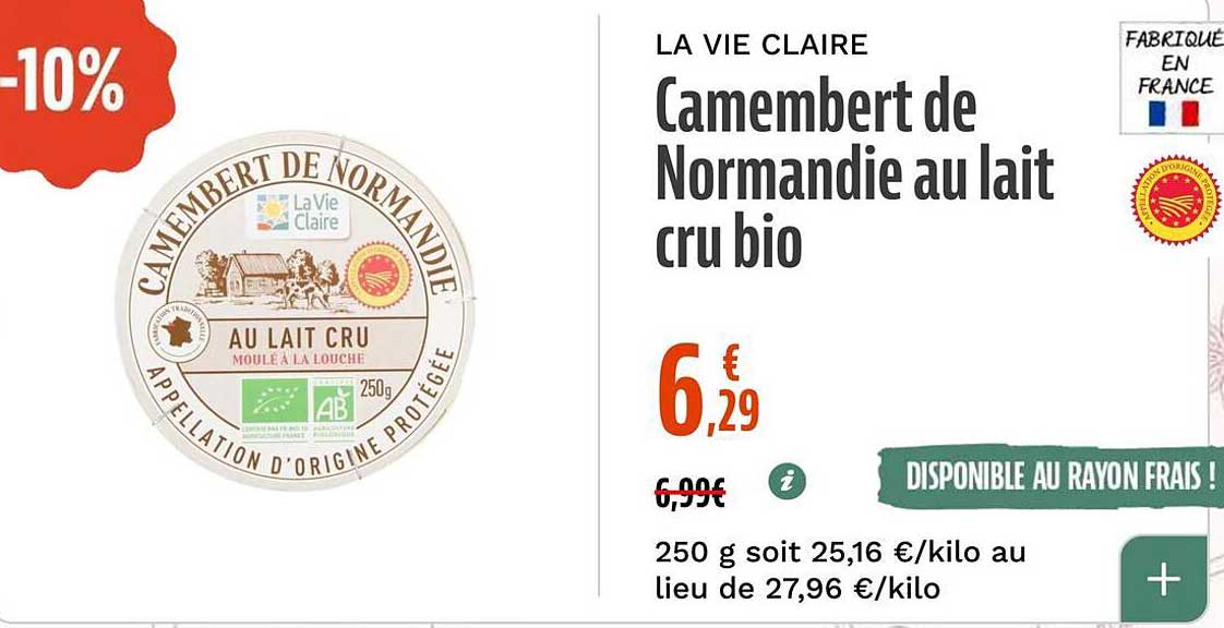 Camembert de Normandie au lait cru bio