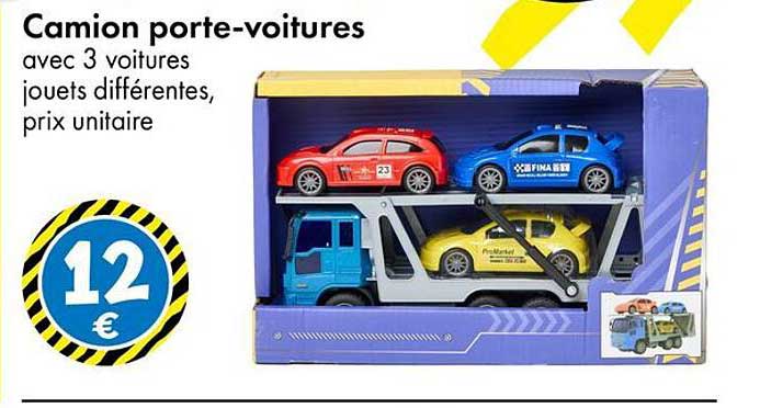 Camion porte-voitures avec 3 voitures jouets différentes, prix unitaire