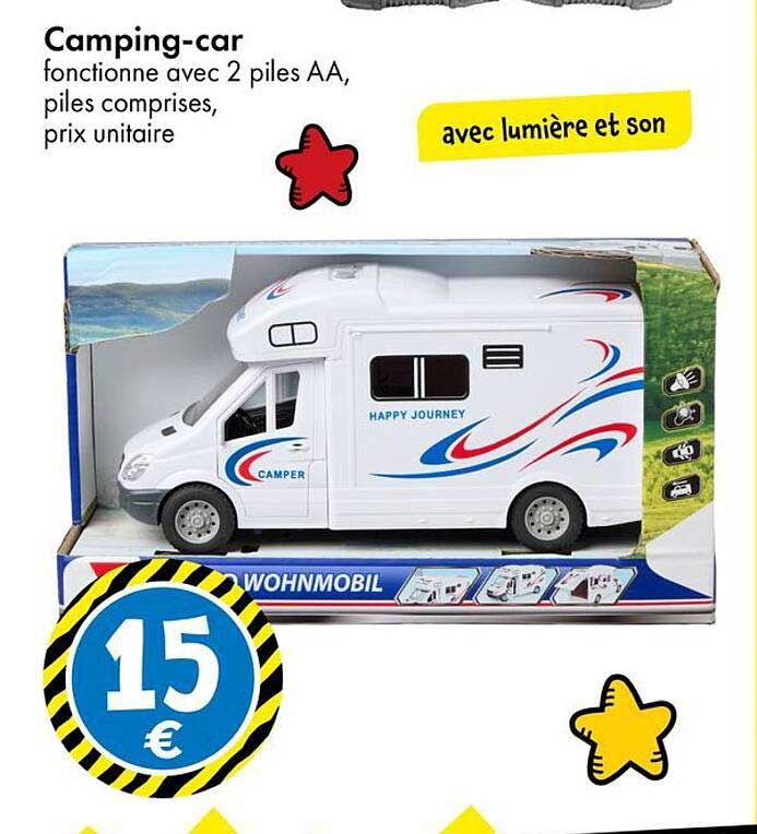 Camping-car fonctionne avec 2 piles AA, piles comprises, prix unitaire avec lumière et son