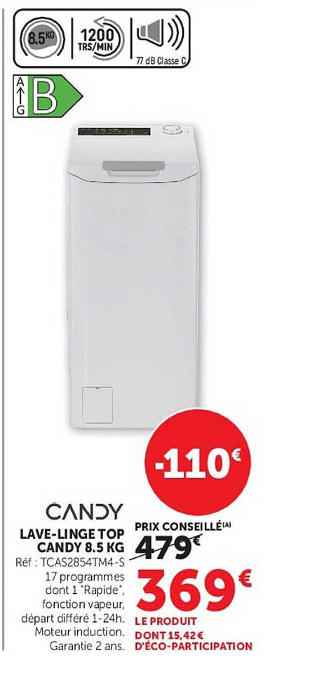 CANDY LAVE-LINGE TOP CANDY 8.5 KG
