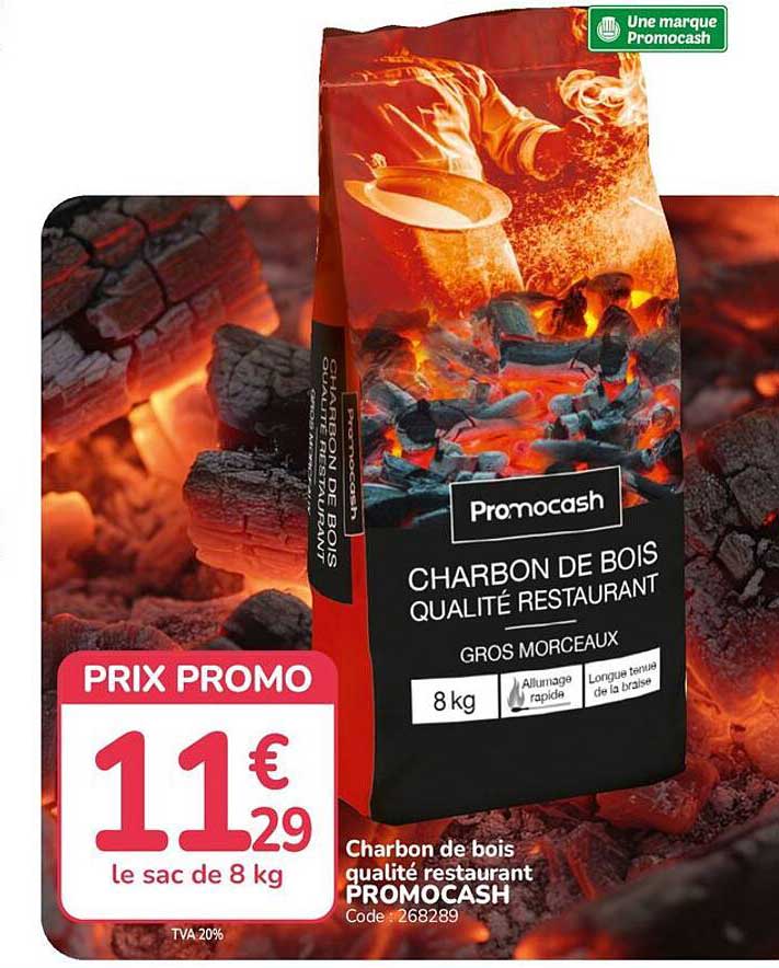 Charbon de bois qualité restaurant PROMOCASH