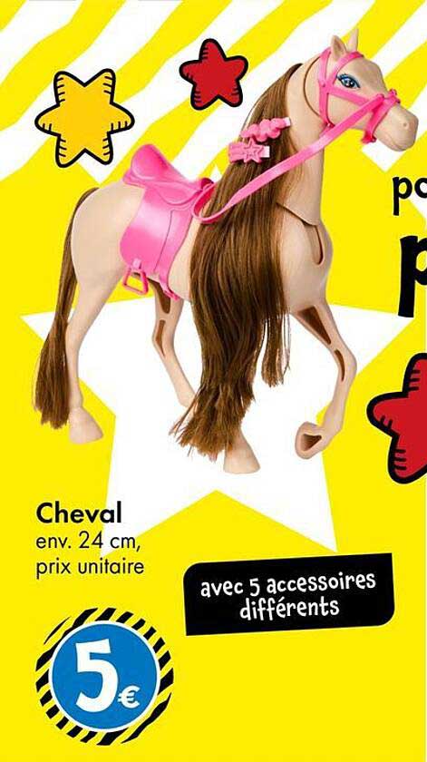 Cheval env. 24 cm, prix unitaire avec 5 accessoires différents