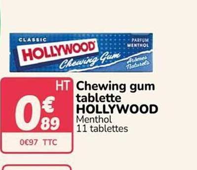 Chewing gum tablette HOLLYWOOD Menthol 11 tablettes