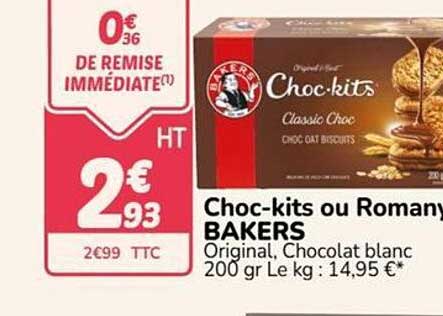 Choc-kits ou Romany BAKERS Original, Chocolat blanc 200 gr Le kg : 14,95 €*