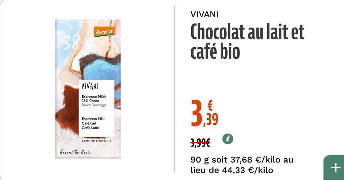 Chocolat au lait et café bio