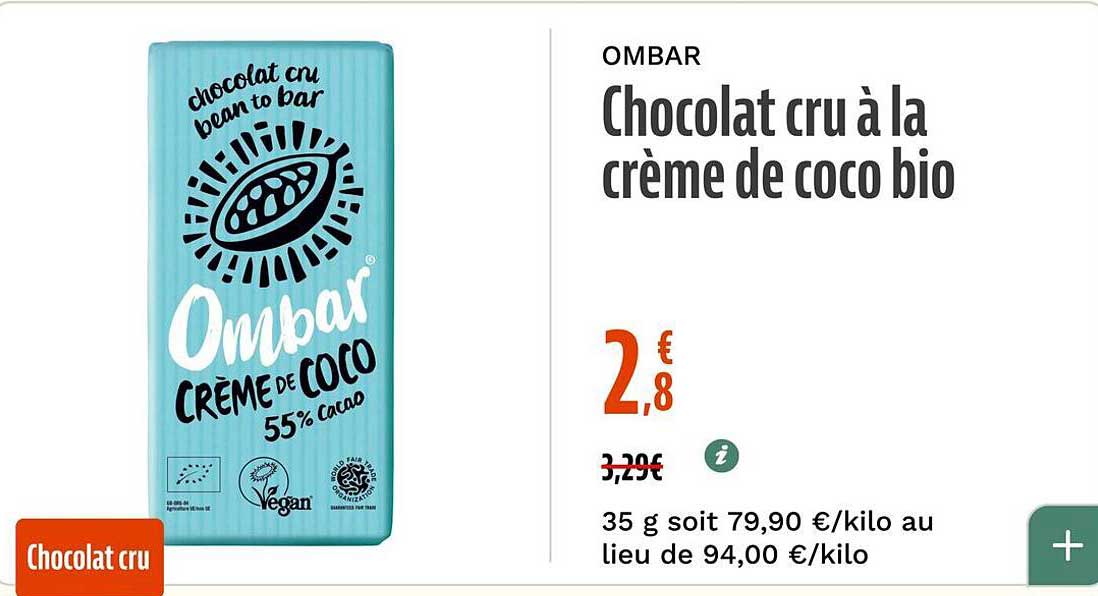 Chocolat cru à la crème de coco bio