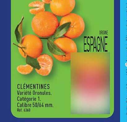 CLÉMENTINES Variété Oronules. Catégorie 1. Calibre 50/64 mm. Ref. 6361