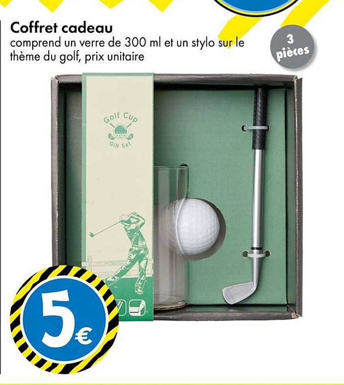 Coffret cadeau comprend un verre de 300 ml et un stylo sur le thème du golf, prix unitaire