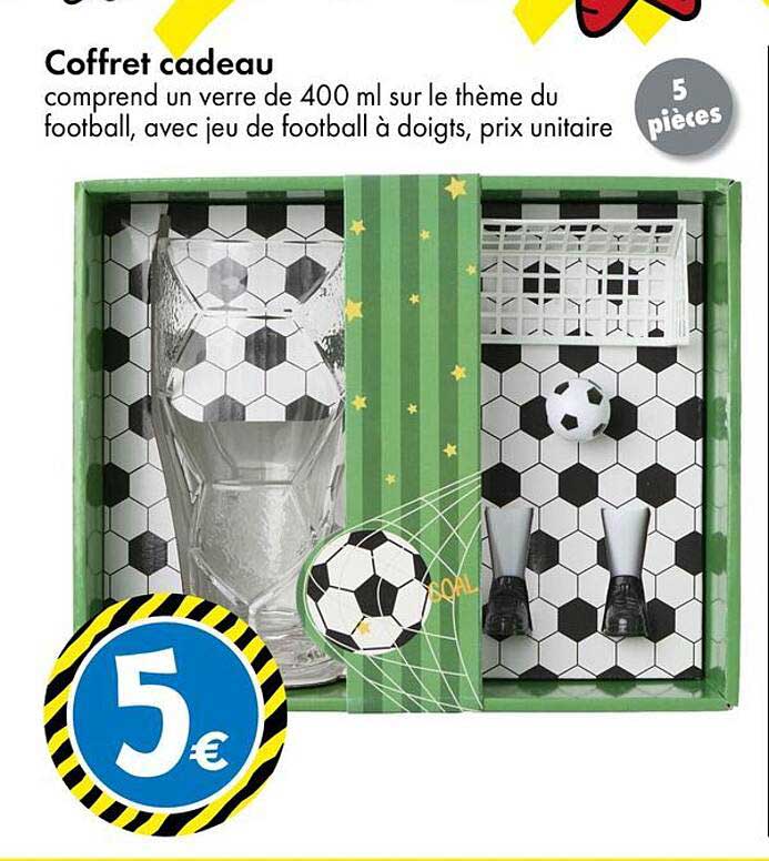 Coffret cadeau comprend un verre de 400 ml sur le thème du football, avec jeu de football à doigts, prix unitaire