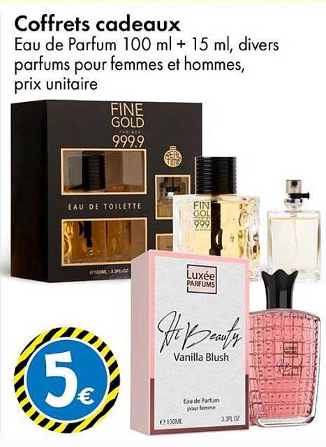 Coffrets cadeaux Eau de Parfum 100 ml + 15 ml, divers parfums pour femmes et hommes, prix unitaire
