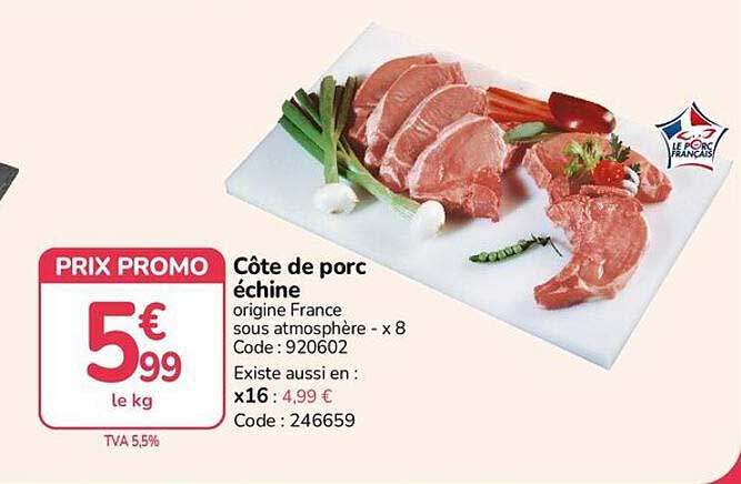 Côte de porc échine