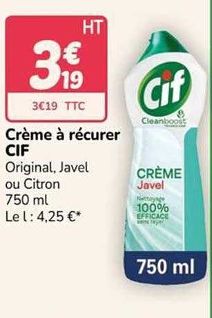 Crème à récurer CIF Original, Javel ou Citron 750 ml