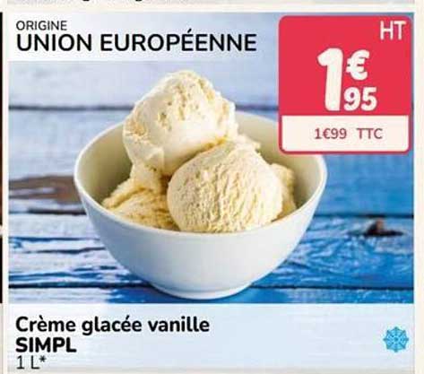 Crème glacée vanille SIMPL 1 L*