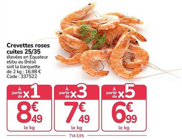 Crevettes roses cuites 25/35